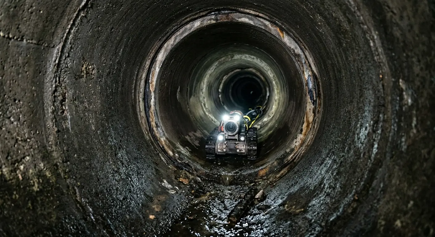 Robotic sewer camera inspecting pipe interior for Sewer Line Repair in Milan